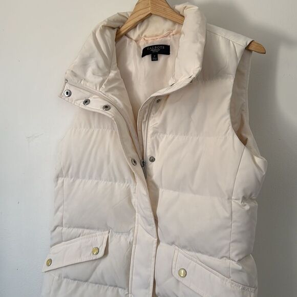 Talbots Petite Puffer Vest‎ Small Petite Ivory Down-Filled Winter Layer - Picture 3 of 11